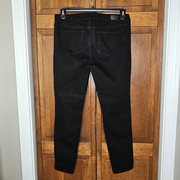 Celebrity Pink Mid Rise Ankle Skinny Black Distressed Jeans Sz 13/31 Grommet Hem - Picture 6 of 13